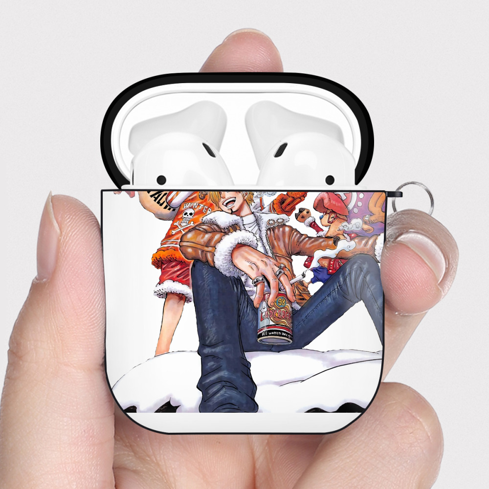 ワンピース サンジ ONE PIECE Sanji AirPods 第2世代保護ケース ハードシェル ブラック 耐衝撃・防指紋・カラビナ付き