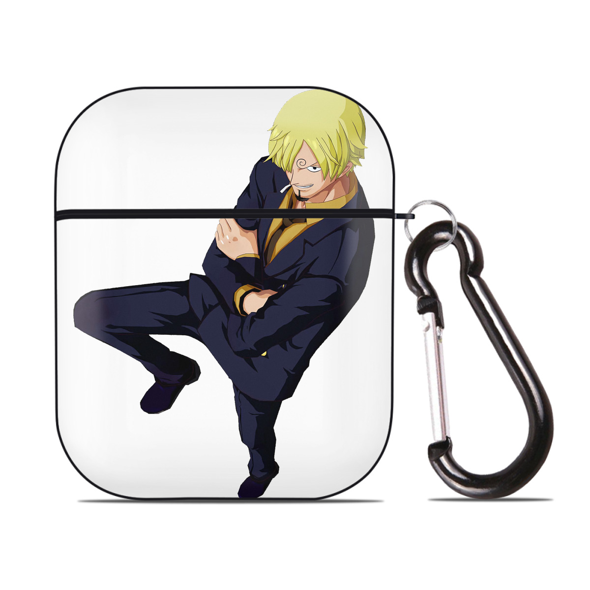 ワンピース サンジ ONE PIECE Sanji AirPods 第2世代保護ケース ハードシェル ブラック 耐衝撃・防指紋・カラビナ付き