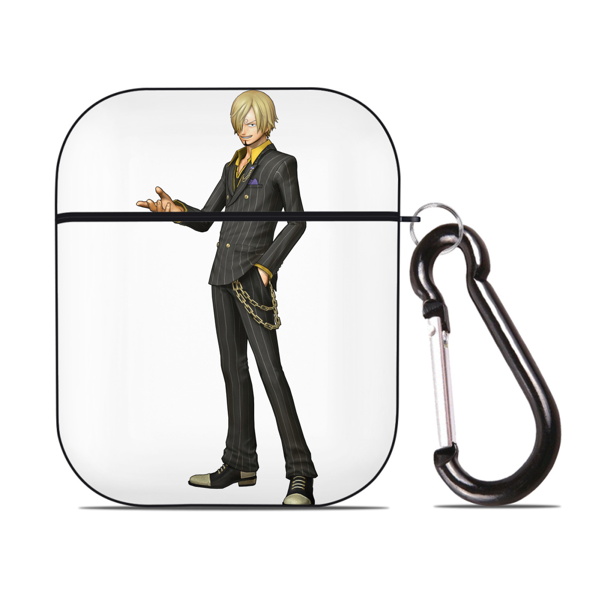 ワンピース サンジ ONE PIECE Sanji AirPods 第2世代保護ケース ハードシェル ブラック 耐衝撃・防指紋・カラビナ付き