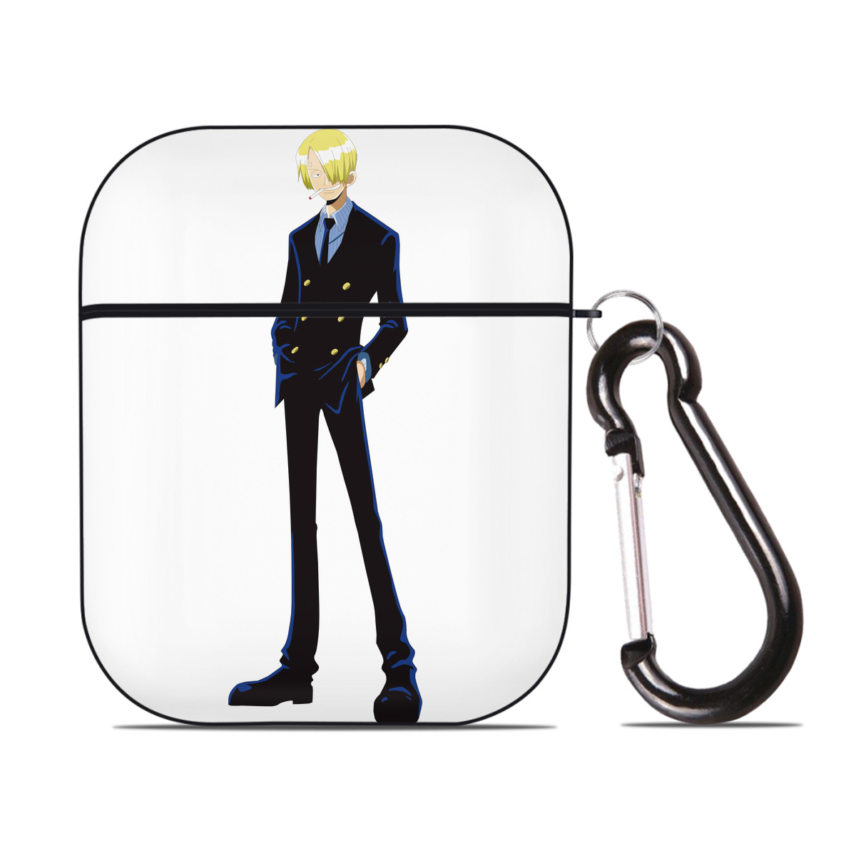 ワンピース サンジ ONE PIECE Sanji AirPods 第2世代保護ケース ハードシェル ブラック 耐衝撃・防指紋・カラビナ付き