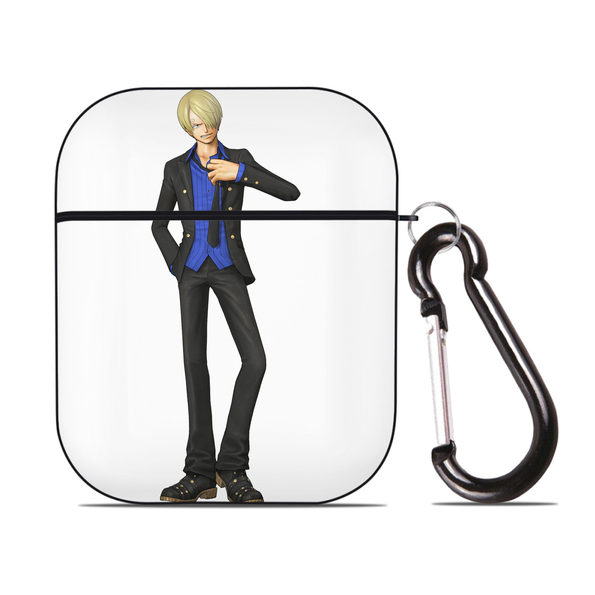 ワンピース サンジ ONE PIECE Sanji AirPods 第2世代保護ケース ハードシェル ブラック 耐衝撃・防指紋・カラビナ付き
