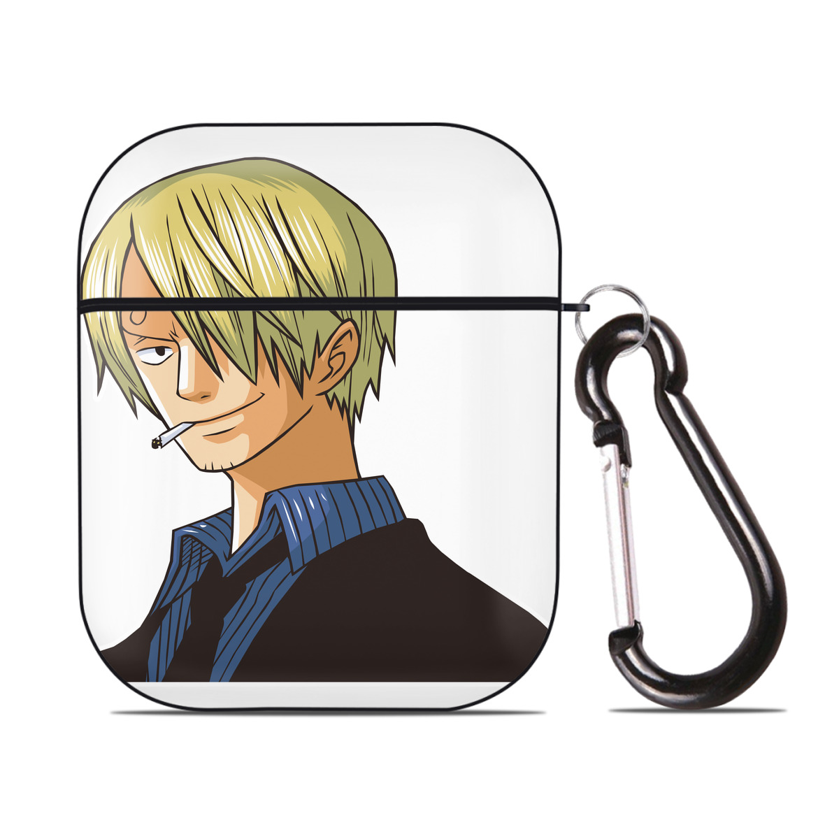 ワンピース サンジ ONE PIECE Sanji AirPods 第2世代保護ケース ハードシェル ブラック 耐衝撃・防指紋・カラビナ付き