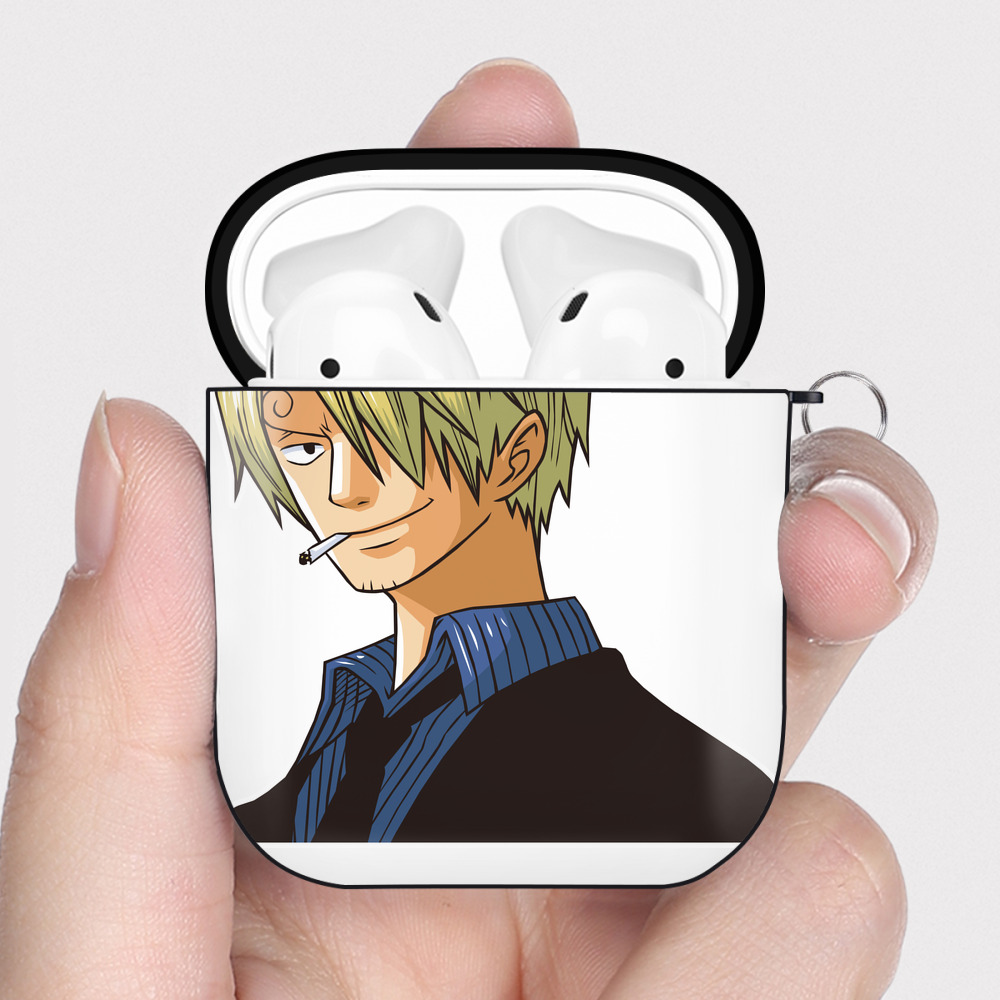 ワンピース サンジ ONE PIECE Sanji AirPods 第2世代保護ケース ハードシェル ブラック 耐衝撃・防指紋・カラビナ付き