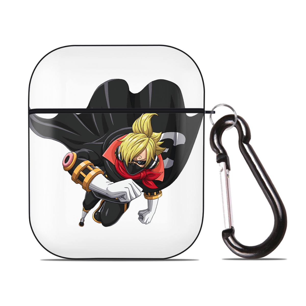 ワンピース サンジ ONE PIECE Sanji AirPods 第2世代保護ケース ハードシェル ブラック 耐衝撃・防指紋・カラビナ付き