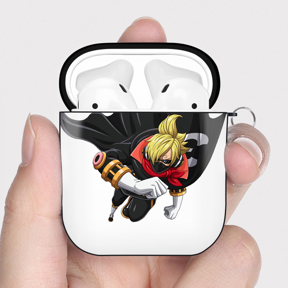 ワンピース サンジ ONE PIECE Sanji AirPods 第2世代保護ケース ハードシェル ブラック 耐衝撃・防指紋・カラビナ付き