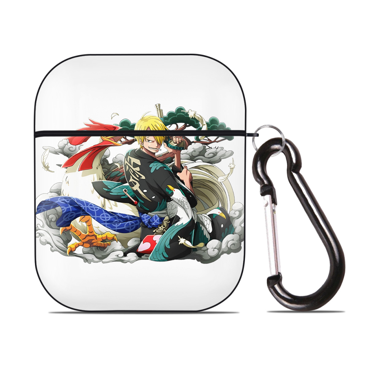 ワンピース サンジ ONE PIECE Sanji AirPods 第2世代保護ケース ハードシェル ブラック 耐衝撃・防指紋・カラビナ付き