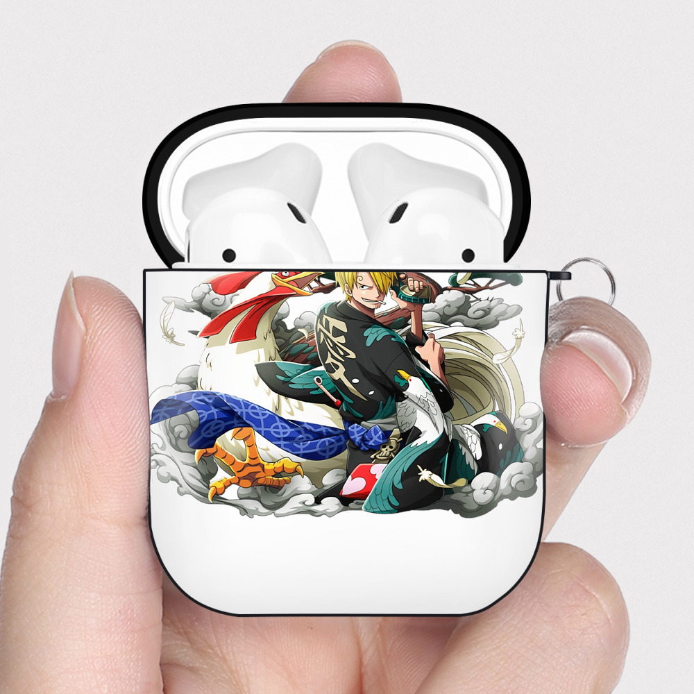 ワンピース サンジ ONE PIECE Sanji AirPods 第2世代保護ケース ハードシェル ブラック 耐衝撃・防指紋・カラビナ付き