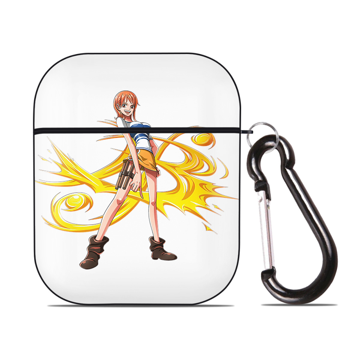 ワンピース ナミ ONE PIECE Nami AirPods 第2世代保護ケース ハードシェル ブラック 耐衝撃・防指紋・カラビナ付き