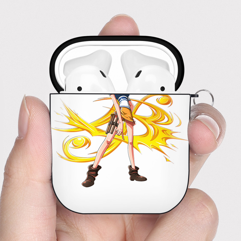 ワンピース ナミ ONE PIECE Nami AirPods 第2世代保護ケース ハードシェル ブラック 耐衝撃・防指紋・カラビナ付き