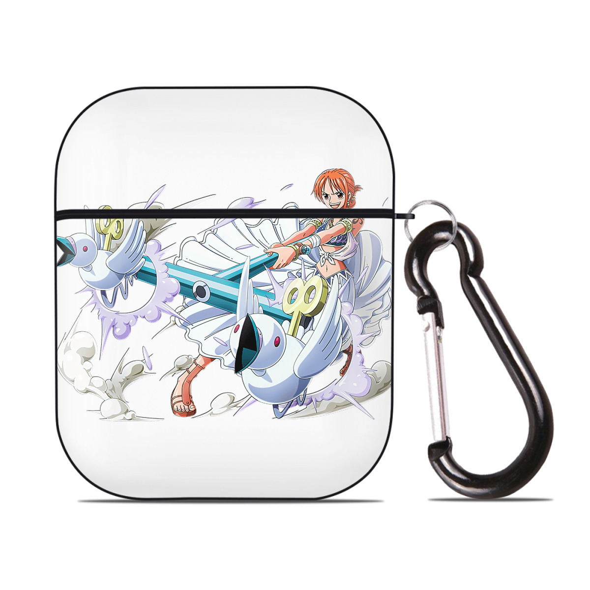 ワンピース ナミ ONE PIECE Nami AirPods 第2世代保護ケース ハードシェル ブラック 耐衝撃・防指紋・カラビナ付き