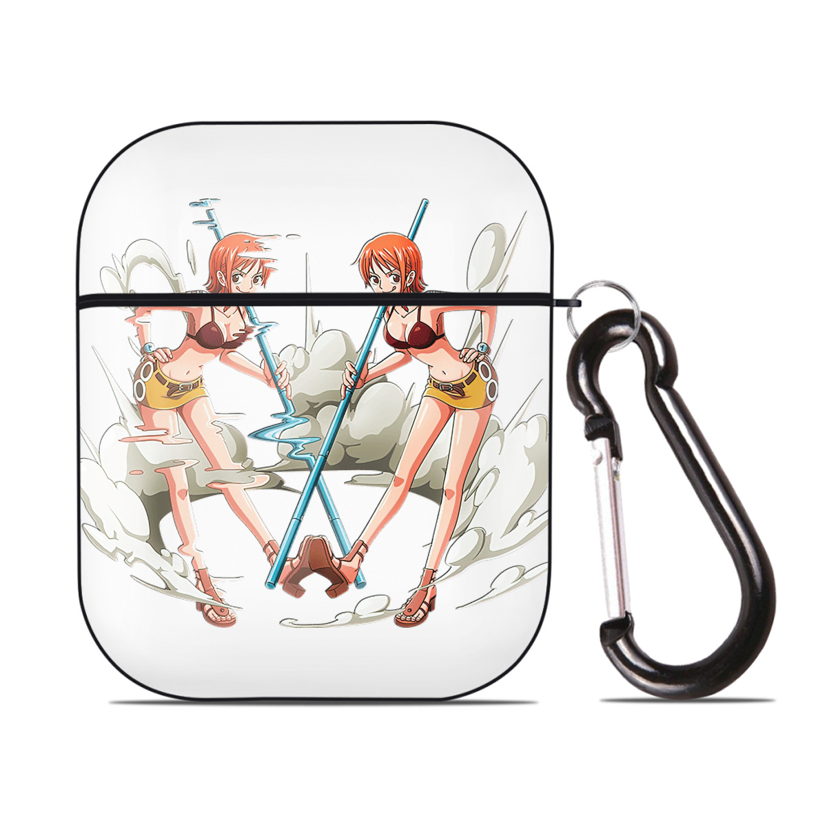 ワンピース ナミ ONE PIECE Nami AirPods 第2世代保護ケース ハードシェル ブラック 耐衝撃・防指紋・カラビナ付き