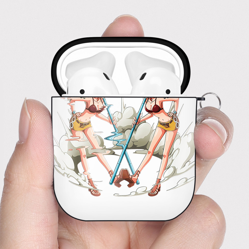 ワンピース ナミ ONE PIECE Nami AirPods 第2世代保護ケース ハードシェル ブラック 耐衝撃・防指紋・カラビナ付き