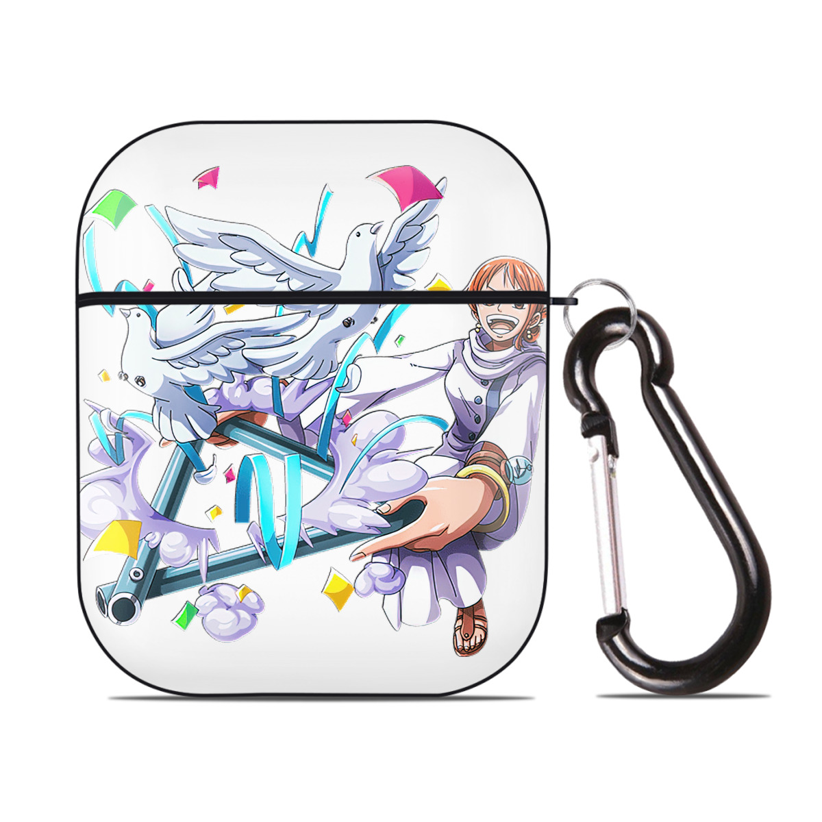 ワンピース ナミ ONE PIECE Nami AirPods 第2世代保護ケース ハードシェル ブラック 耐衝撃・防指紋・カラビナ付き