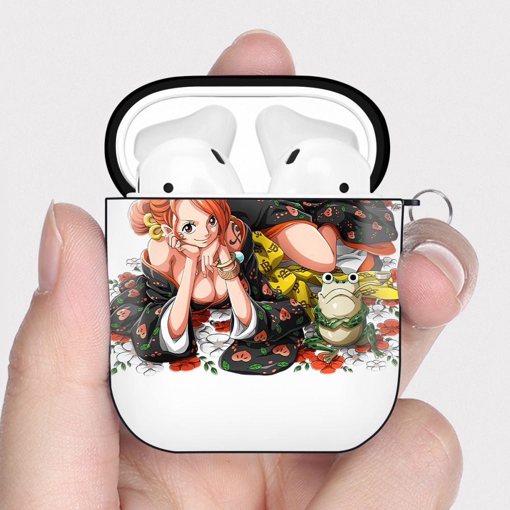 ワンピース ナミ ONE PIECE Nami AirPods 第2世代保護ケース ハードシェル ブラック 耐衝撃・防指紋・カラビナ付き