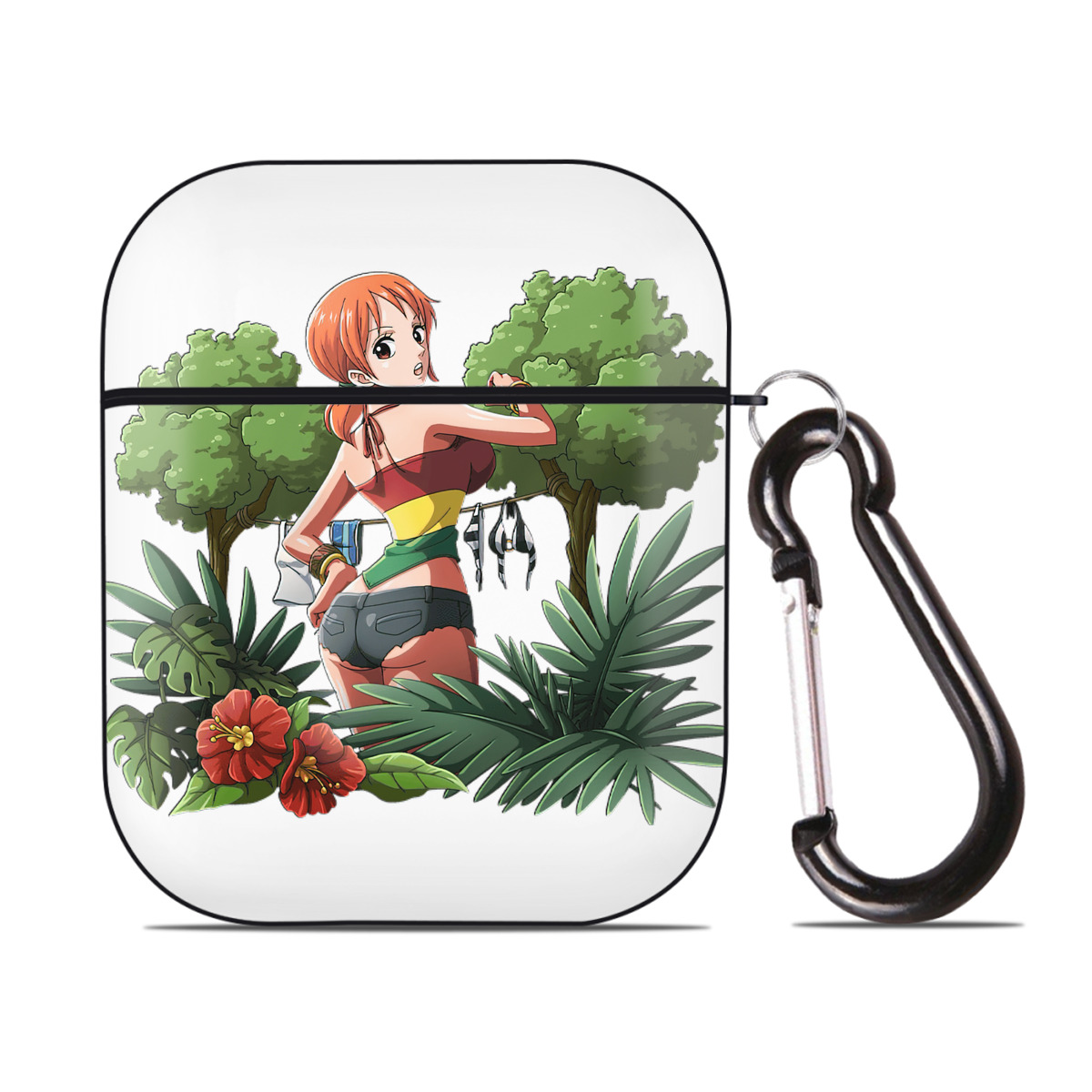 ワンピース ナミ ONE PIECE Nami AirPods 第2世代保護ケース ハードシェル ブラック 耐衝撃・防指紋・カラビナ付き