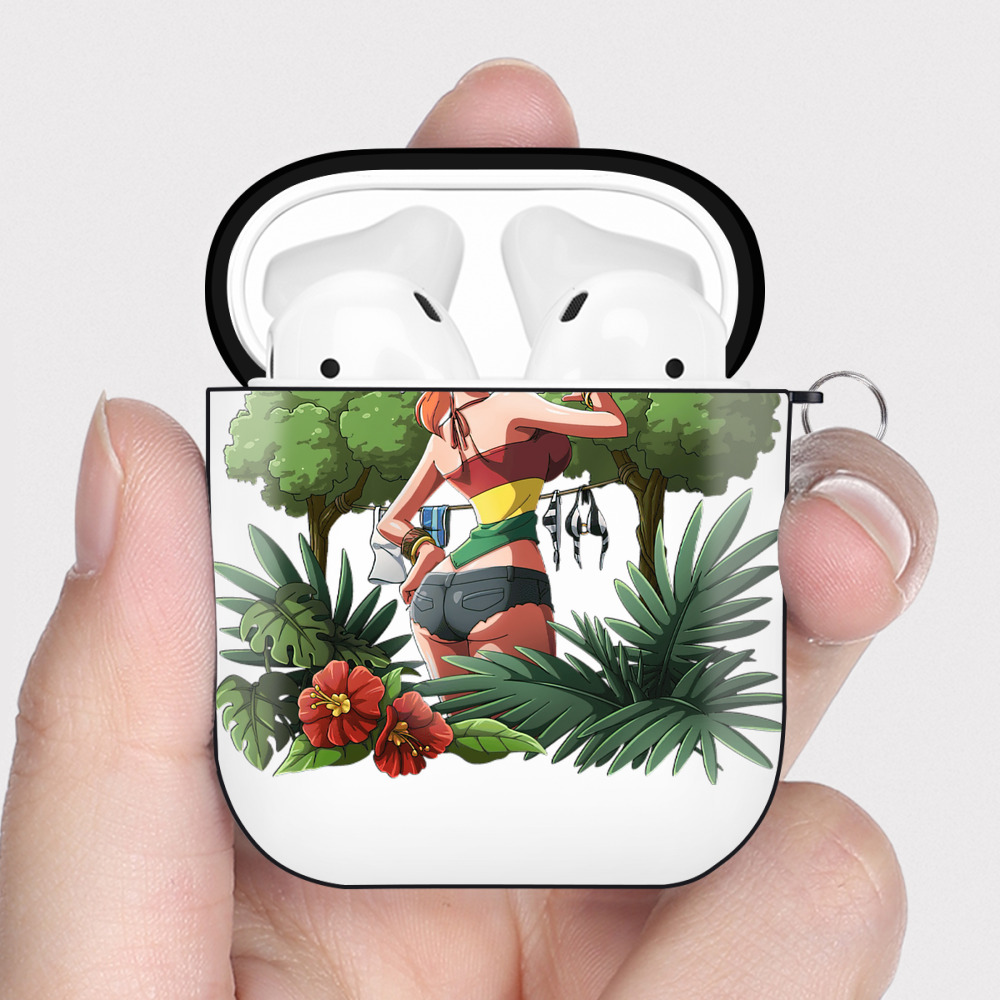 ワンピース ナミ ONE PIECE Nami AirPods 第2世代保護ケース ハードシェル ブラック 耐衝撃・防指紋・カラビナ付き