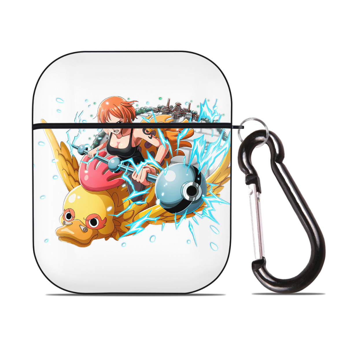 ワンピース ナミ ONE PIECE Nami AirPods 第2世代保護ケース ハードシェル ブラック 耐衝撃・防指紋・カラビナ付き