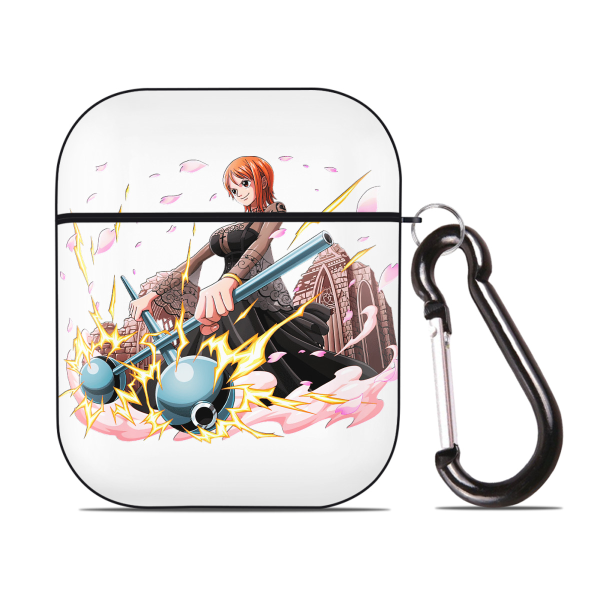ワンピース ナミ ONE PIECE Nami AirPods 第2世代保護ケース ハードシェル ブラック 耐衝撃・防指紋・カラビナ付き