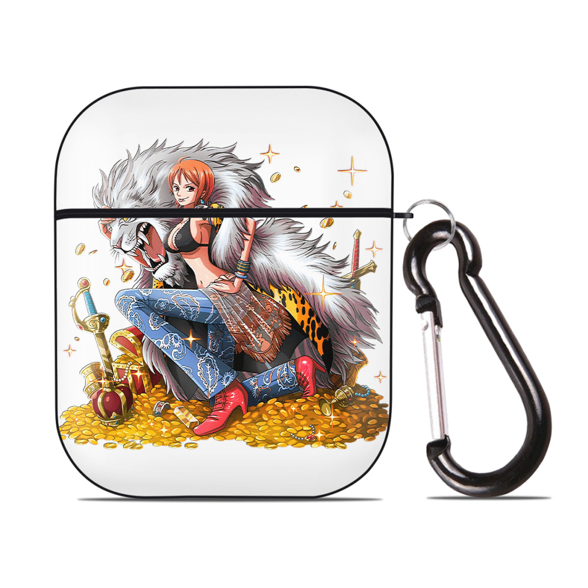 ワンピース ナミ ONE PIECE Nami AirPods 第2世代保護ケース ハードシェル ブラック 耐衝撃・防指紋・カラビナ付き