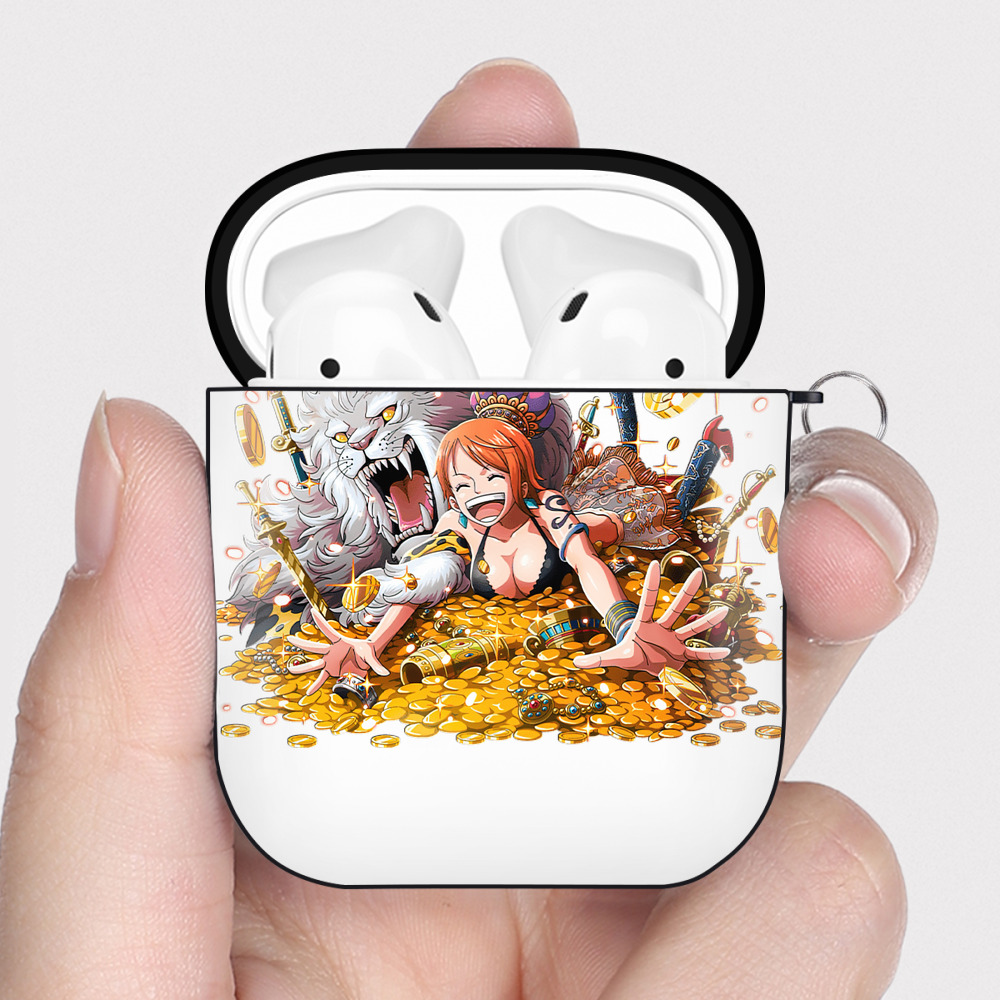 ワンピース ナミ ONE PIECE Nami AirPods 第2世代保護ケース ハードシェル ブラック 耐衝撃・防指紋・カラビナ付き