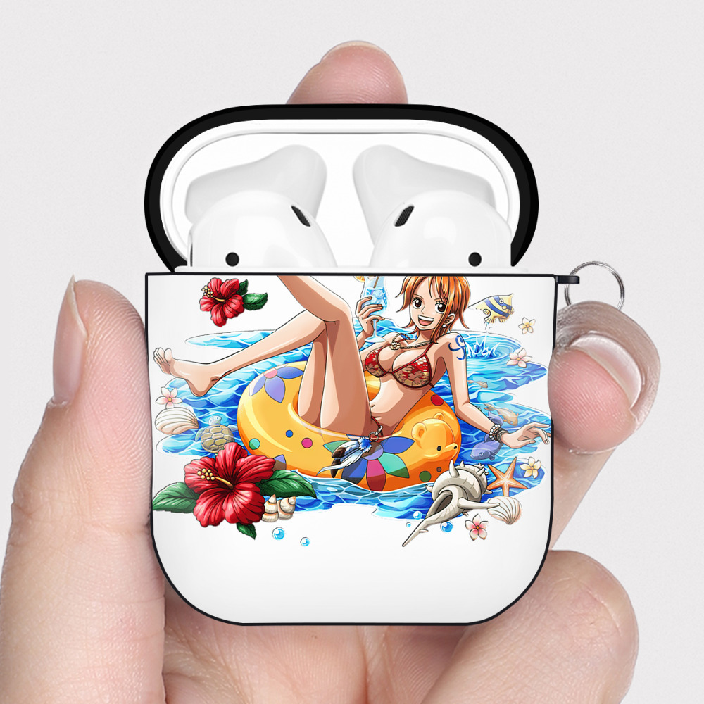 ワンピース ナミ ONE PIECE Nami AirPods 第2世代保護ケース ハードシェル ブラック 耐衝撃・防指紋・カラビナ付き