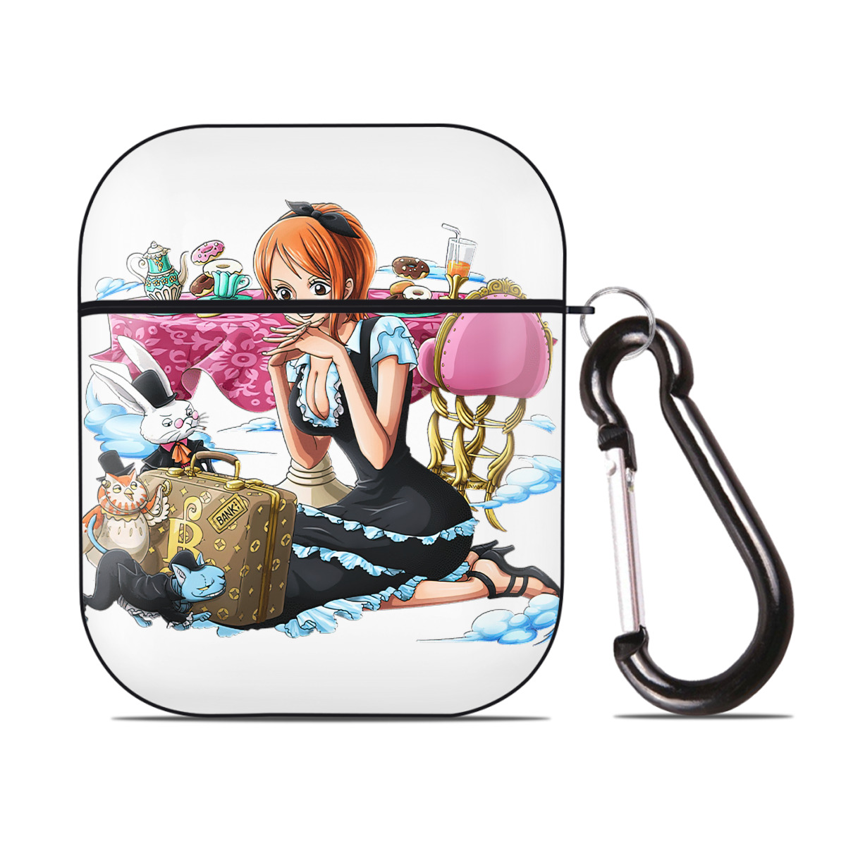 ワンピース ナミ ONE PIECE Nami AirPods 第2世代保護ケース ハードシェル ブラック 耐衝撃・防指紋・カラビナ付き