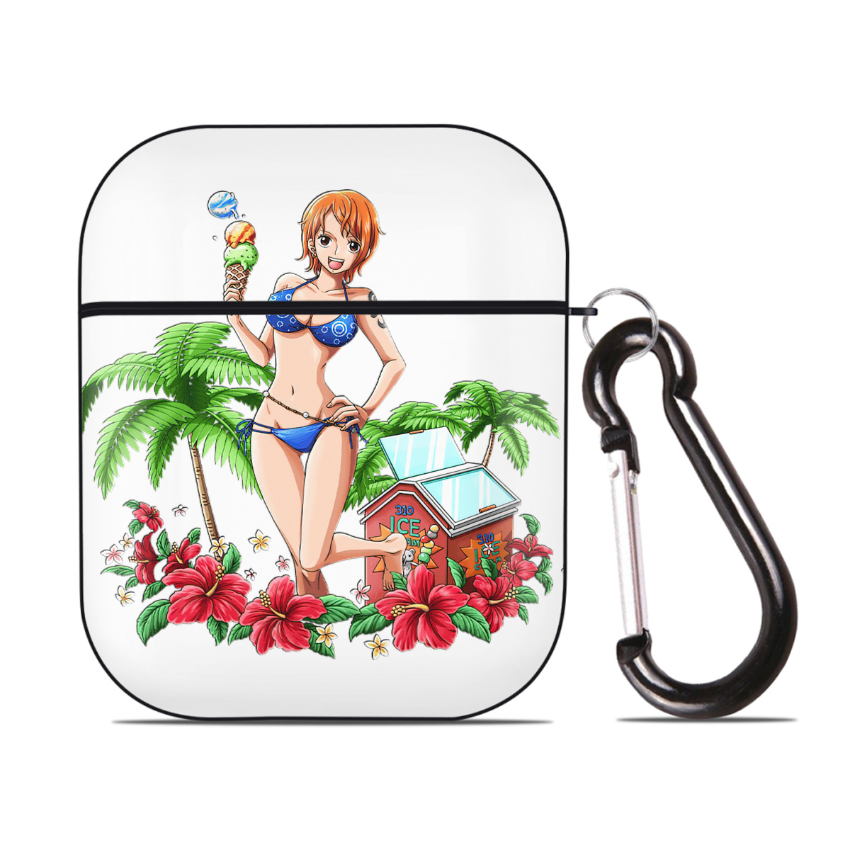 ワンピース ナミ ONE PIECE Nami AirPods 第2世代保護ケース ハードシェル ブラック 耐衝撃・防指紋・カラビナ付き