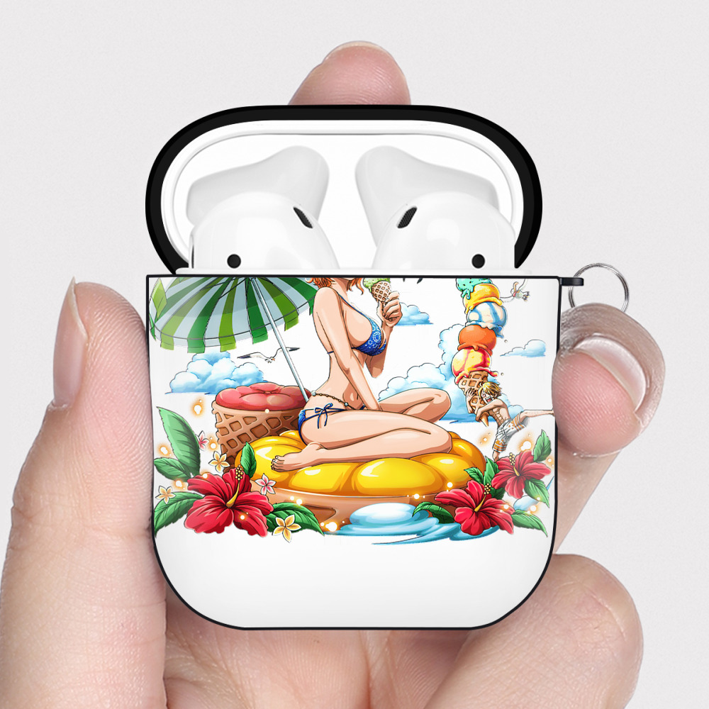 ワンピース ナミ ONE PIECE Nami AirPods 第2世代保護ケース ハードシェル ブラック 耐衝撃・防指紋・カラビナ付き