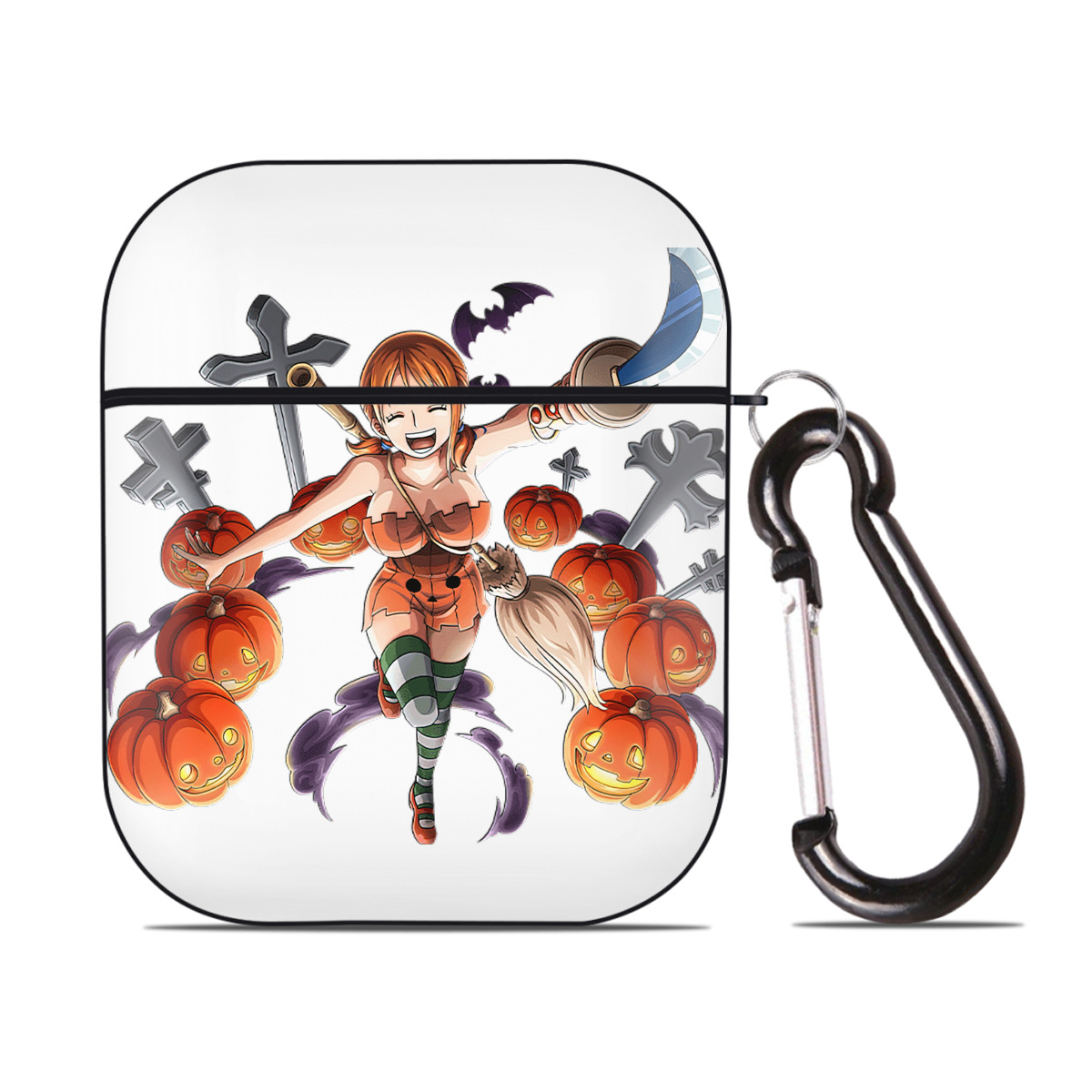 ワンピース ナミ ONE PIECE Nami AirPods 第2世代保護ケース ハードシェル ブラック 耐衝撃・防指紋・カラビナ付き