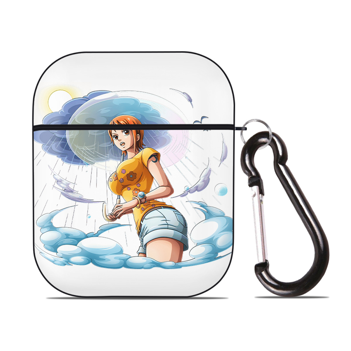ワンピース ナミ ONE PIECE Nami AirPods 第2世代保護ケース ハードシェル ブラック 耐衝撃・防指紋・カラビナ付き