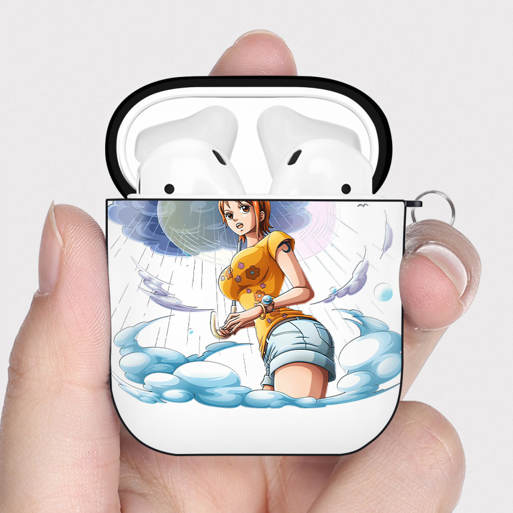 ワンピース ナミ ONE PIECE Nami AirPods 第2世代保護ケース ハードシェル ブラック 耐衝撃・防指紋・カラビナ付き