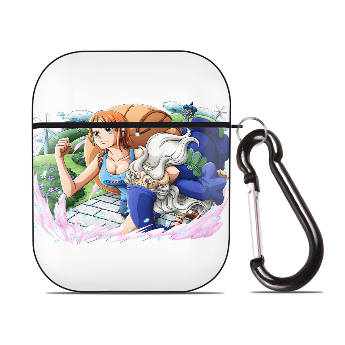 ワンピース ナミ ONE PIECE Nami AirPods 第2世代保護ケース ハードシェル ブラック 耐衝撃・防指紋・カラビナ付き