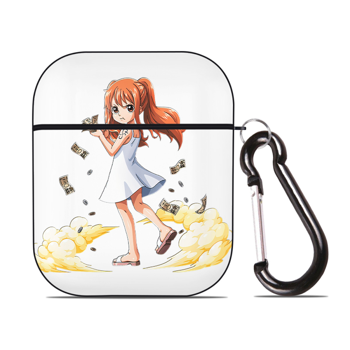ワンピース ナミ ONE PIECE Nami AirPods 第2世代保護ケース ハードシェル ブラック 耐衝撃・防指紋・カラビナ付き