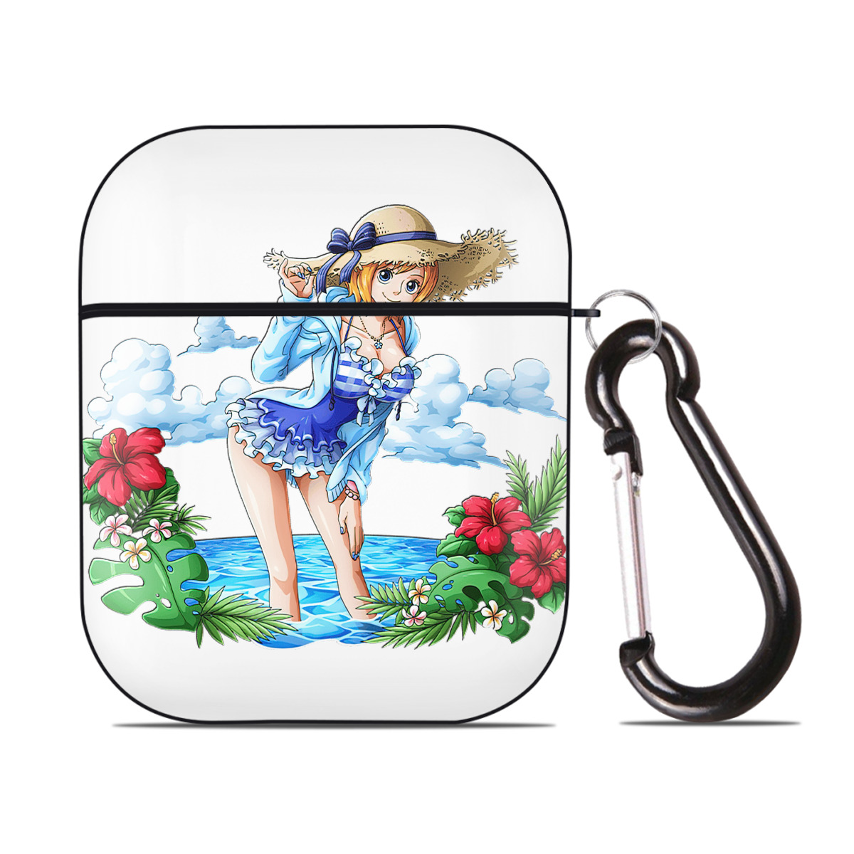 ワンピース ナミ ONE PIECE Nami AirPods 第2世代保護ケース ハードシェル ブラック 耐衝撃・防指紋・カラビナ付き