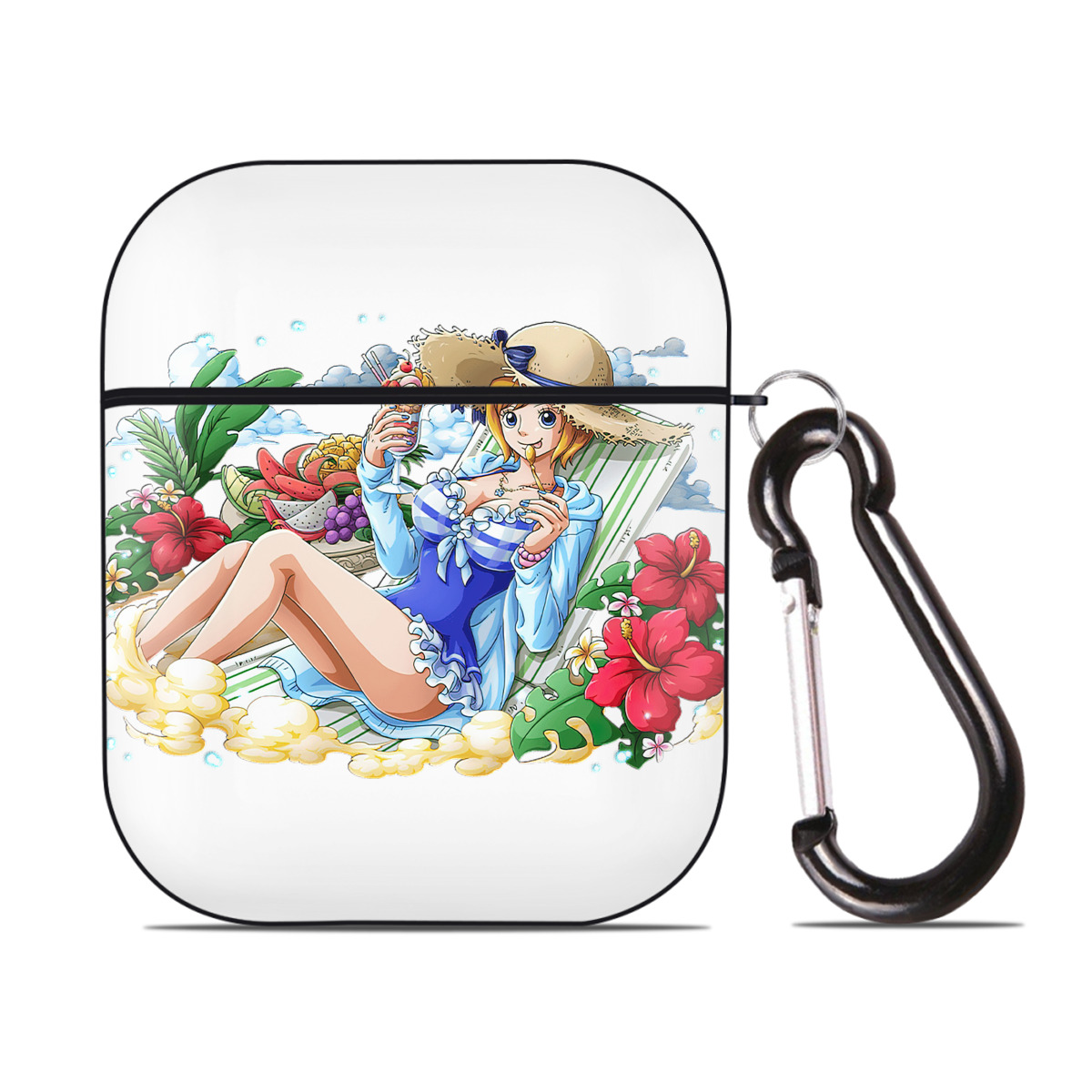 ワンピース ナミ ONE PIECE Nami AirPods 第2世代保護ケース ハードシェル ブラック 耐衝撃・防指紋・カラビナ付き