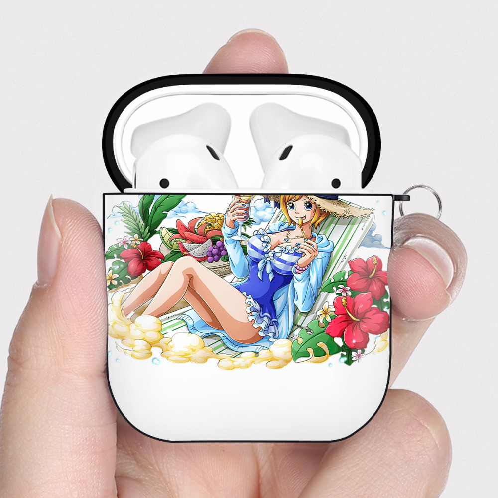 ワンピース ナミ ONE PIECE Nami AirPods 第2世代保護ケース ハードシェル ブラック 耐衝撃・防指紋・カラビナ付き