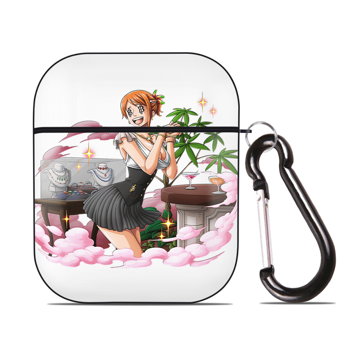 ワンピース ナミ ONE PIECE Nami AirPods 第2世代保護ケース ハードシェル ブラック 耐衝撃・防指紋・カラビナ付き