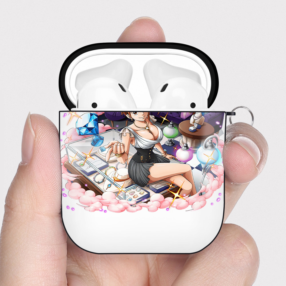 ワンピース ナミ ONE PIECE Nami AirPods 第2世代保護ケース ハードシェル ブラック 耐衝撃・防指紋・カラビナ付き