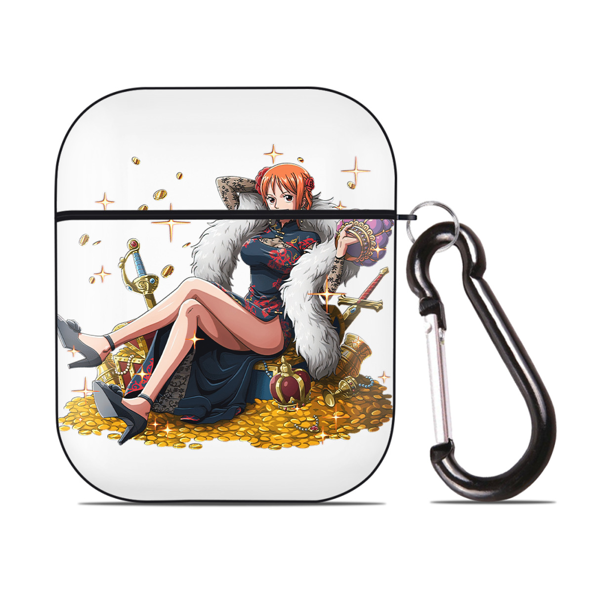 ワンピース ナミ ONE PIECE Nami AirPods 第2世代保護ケース ハードシェル ブラック 耐衝撃・防指紋・カラビナ付き