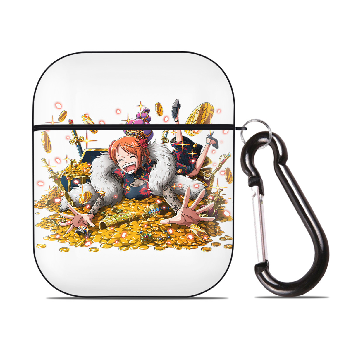 ワンピース ナミ ONE PIECE Nami AirPods 第2世代保護ケース ハードシェル ブラック 耐衝撃・防指紋・カラビナ付き