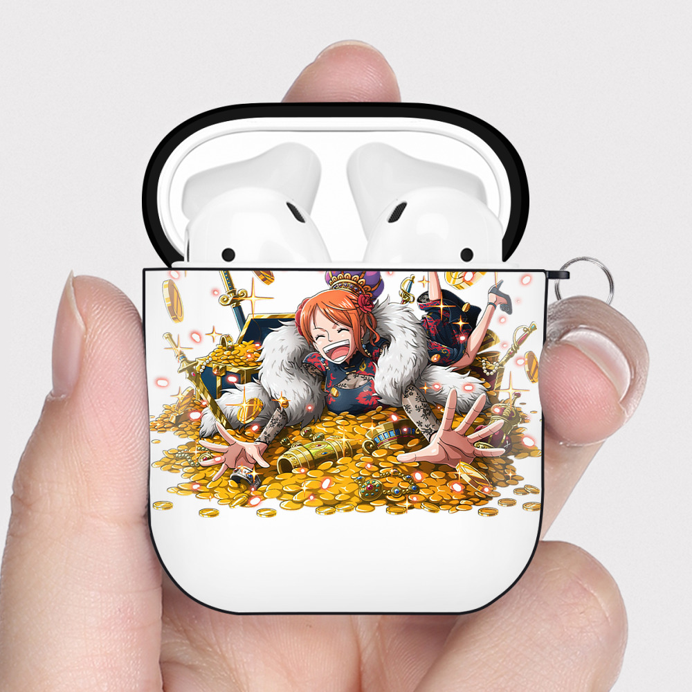 ワンピース ナミ ONE PIECE Nami AirPods 第2世代保護ケース ハードシェル ブラック 耐衝撃・防指紋・カラビナ付き