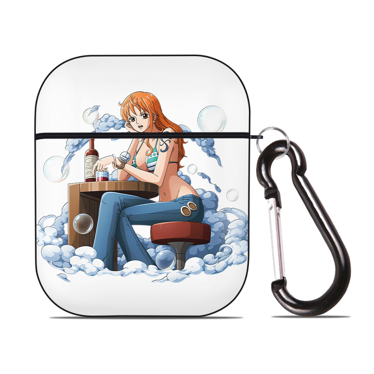 ワンピース ナミ ONE PIECE Nami AirPods 第2世代保護ケース ハードシェル ブラック 耐衝撃・防指紋・カラビナ付き