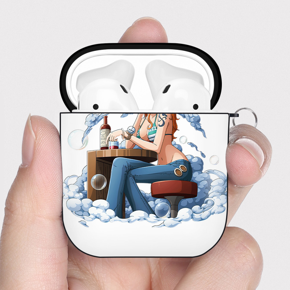 ワンピース ナミ ONE PIECE Nami AirPods 第2世代保護ケース ハードシェル ブラック 耐衝撃・防指紋・カラビナ付き