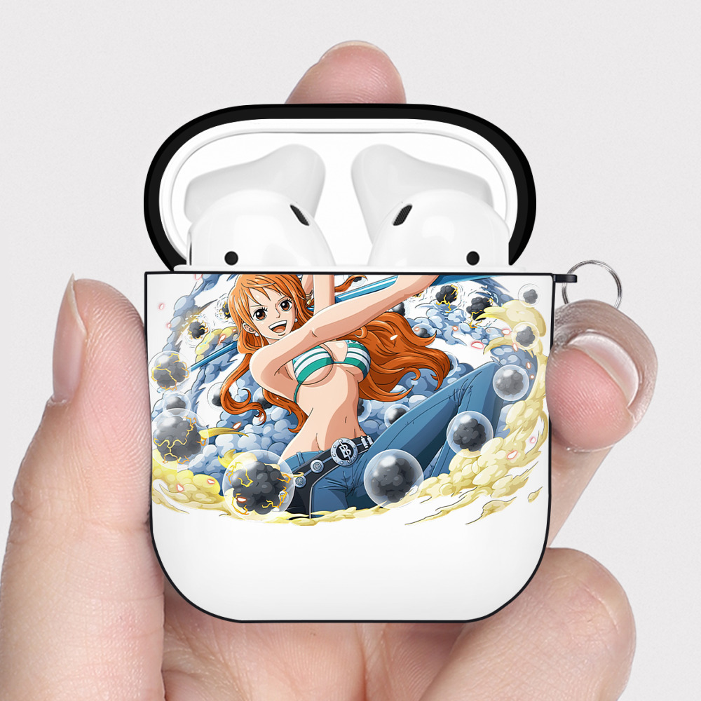 ワンピース ナミ ONE PIECE Nami AirPods 第2世代保護ケース ハードシェル ブラック 耐衝撃・防指紋・カラビナ付き