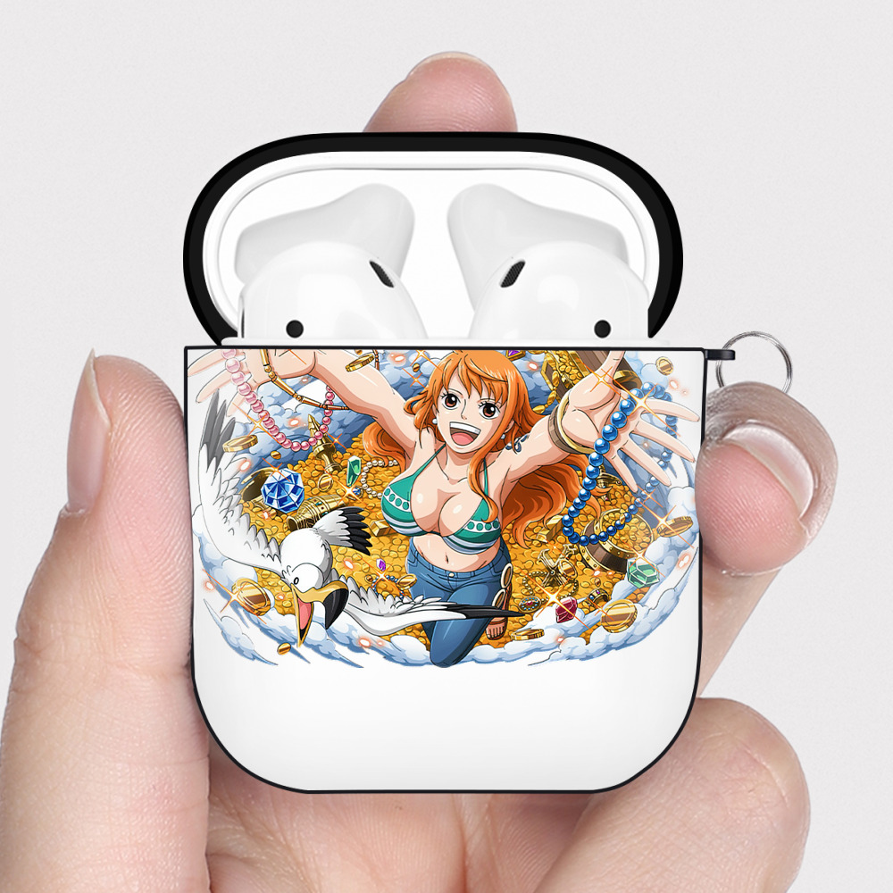 ワンピース ナミ ONE PIECE Nami AirPods 第2世代保護ケース ハードシェル ブラック 耐衝撃・防指紋・カラビナ付き