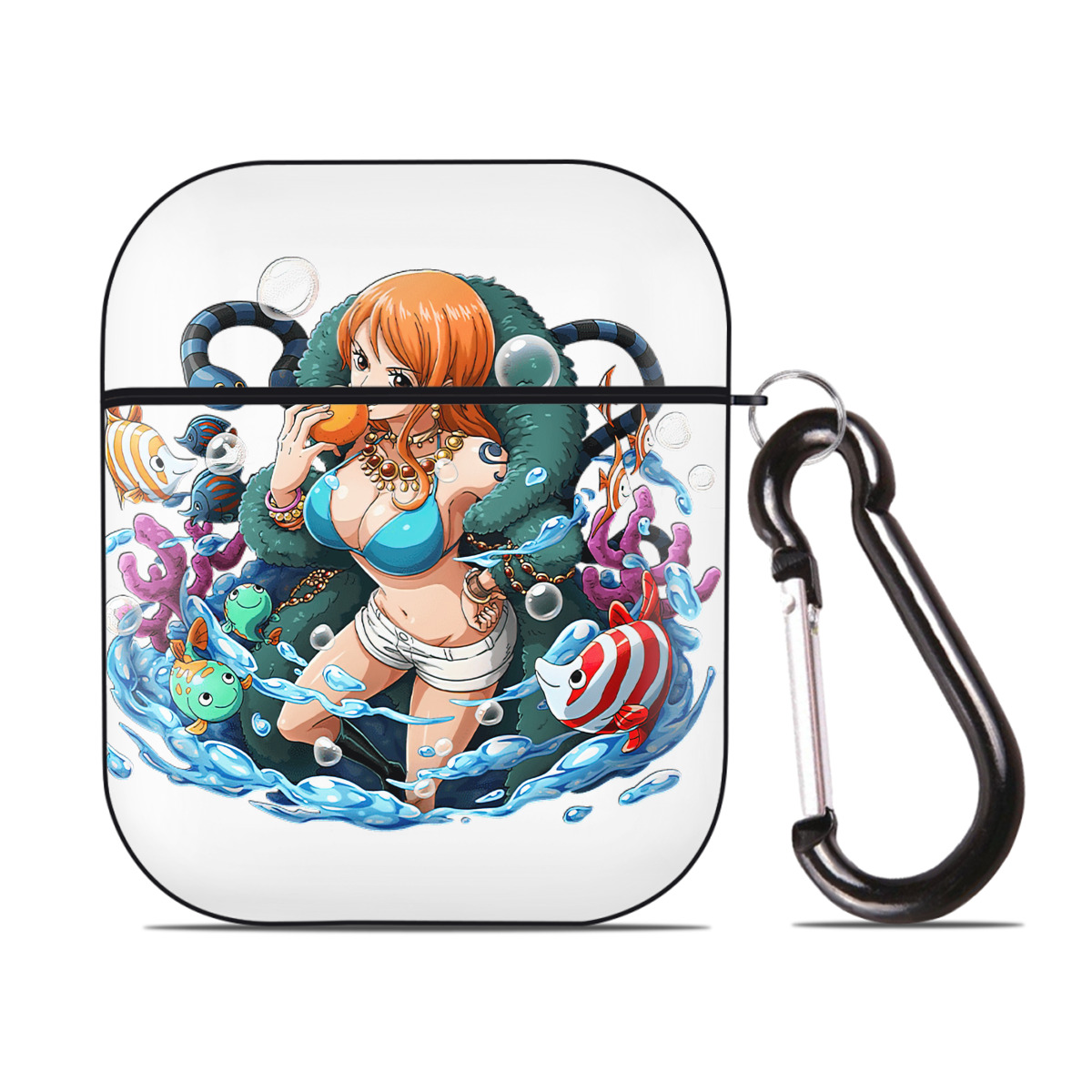 ワンピース ナミ ONE PIECE Nami AirPods 第2世代保護ケース ハードシェル ブラック 耐衝撃・防指紋・カラビナ付き