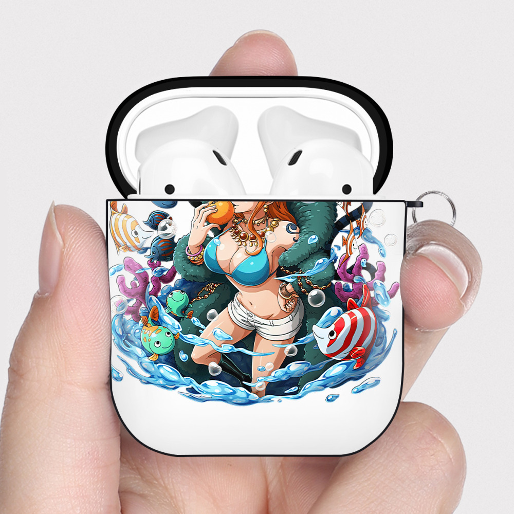 ワンピース ナミ ONE PIECE Nami AirPods 第2世代保護ケース ハードシェル ブラック 耐衝撃・防指紋・カラビナ付き