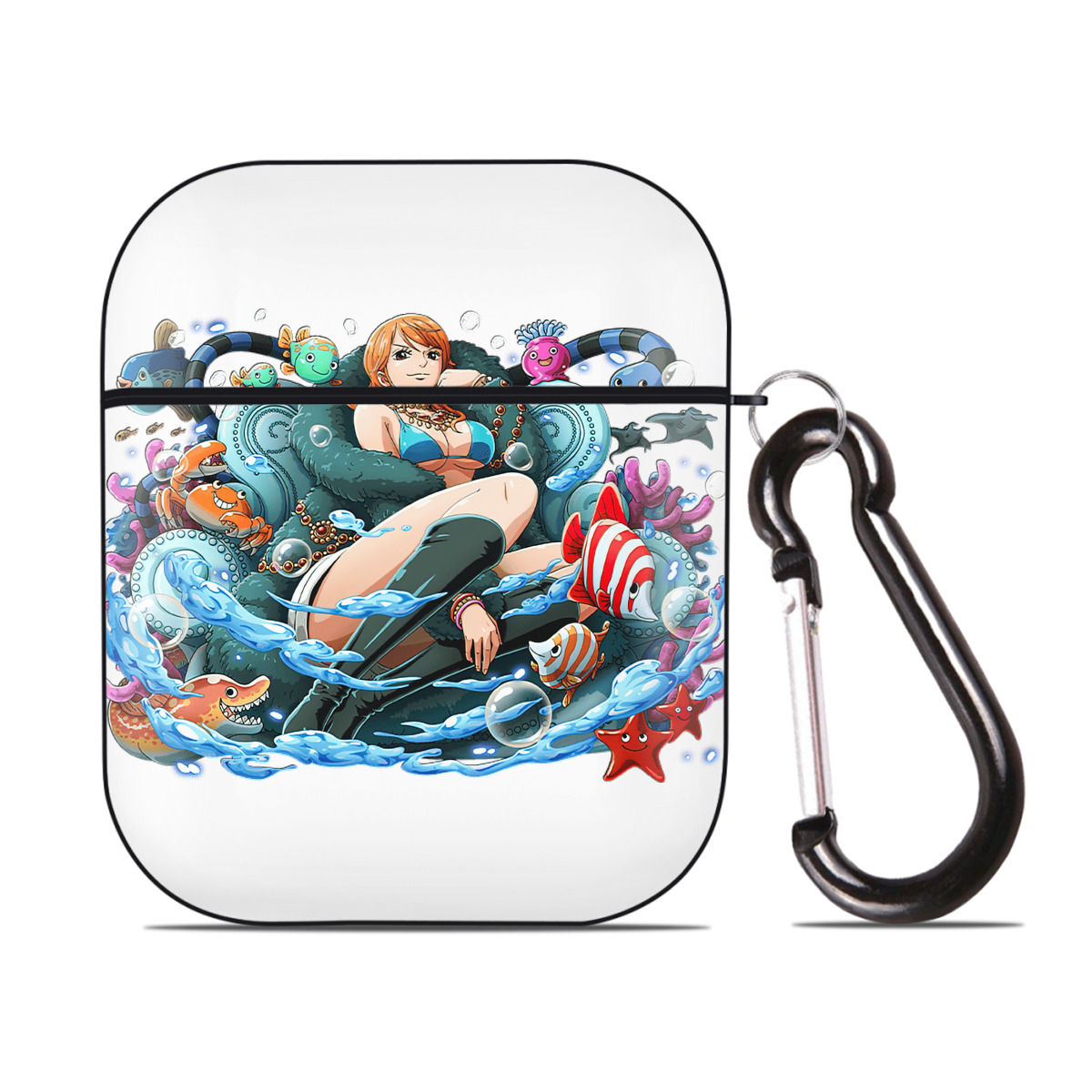 ワンピース ナミ ONE PIECE Nami AirPods 第2世代保護ケース ハードシェル ブラック 耐衝撃・防指紋・カラビナ付き