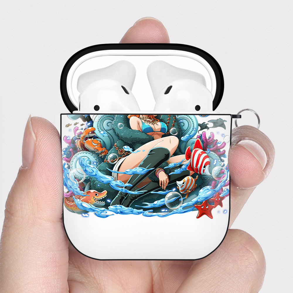 ワンピース ナミ ONE PIECE Nami AirPods 第2世代保護ケース ハードシェル ブラック 耐衝撃・防指紋・カラビナ付き