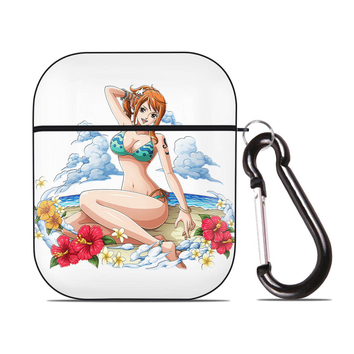ワンピース ナミ ONE PIECE Nami AirPods 第2世代保護ケース ハードシェル ブラック 耐衝撃・防指紋・カラビナ付き